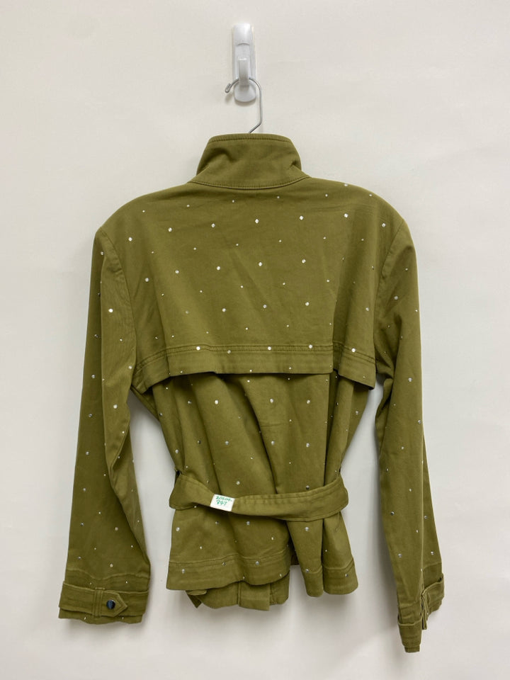 NWT Wht House/Blk Mkt Size M Olive Green Studded Zip Down Ladies Jacket