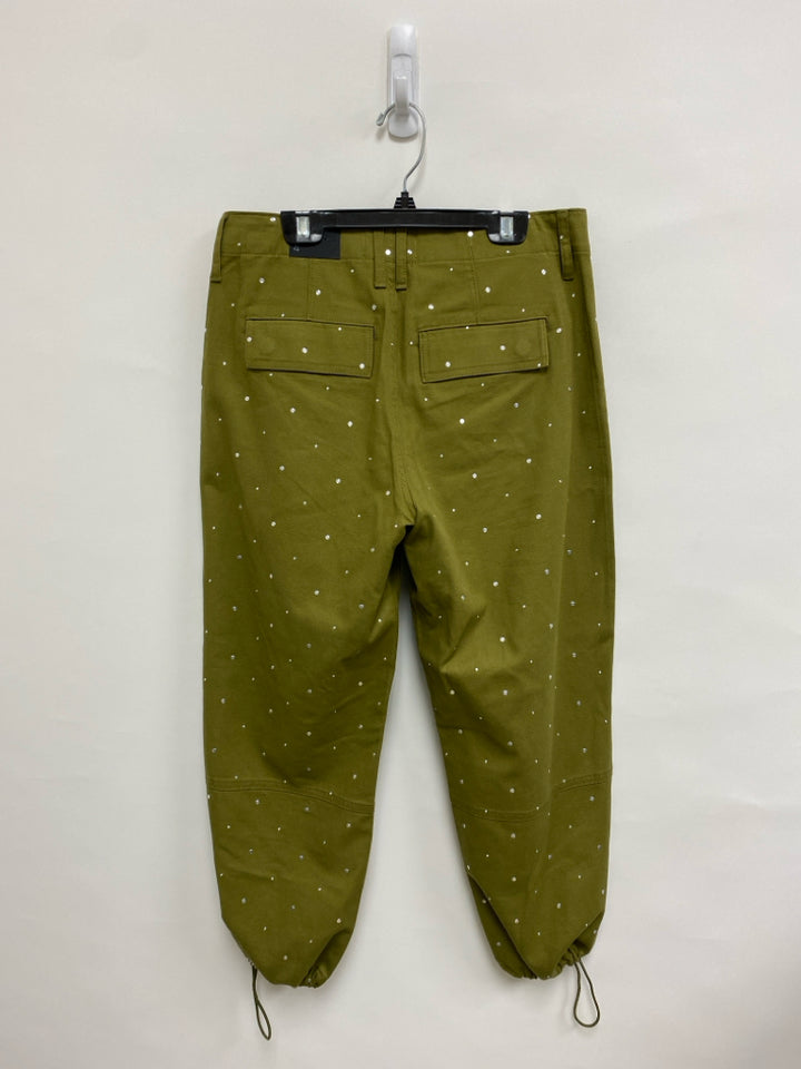 NWT Wht House/Blk Mkt Size 4R Olive Green Studded Joggers Ladies Pants