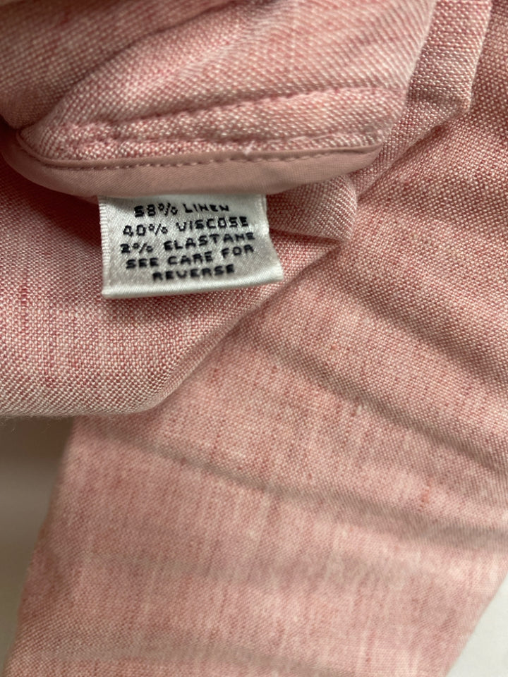 ST. JOHN Size M Dusty Pink Hooded Zip Down Linen Blend Ladies Top