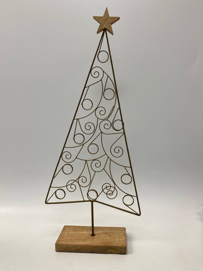 Gold Brown Cut-Out Metal/Wood Christmas