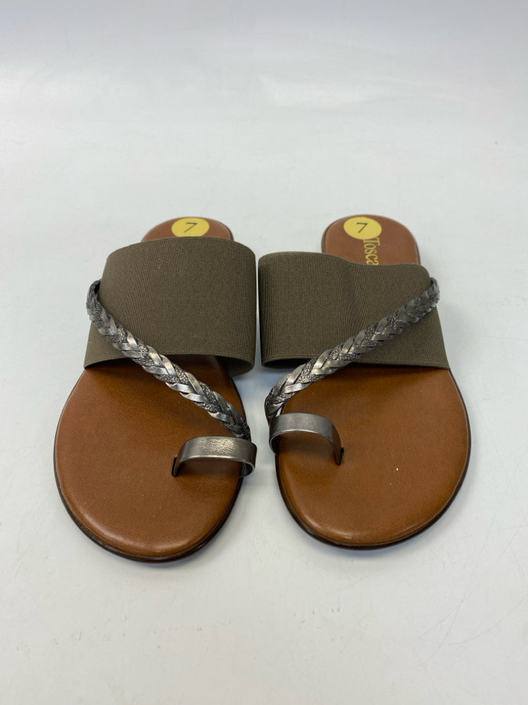 Size 7 Brown Silver Sandals