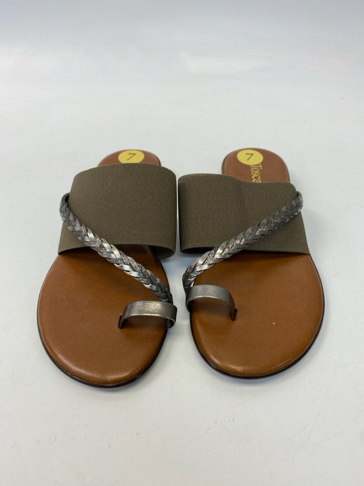 Size 7 Brown Silver Sandals