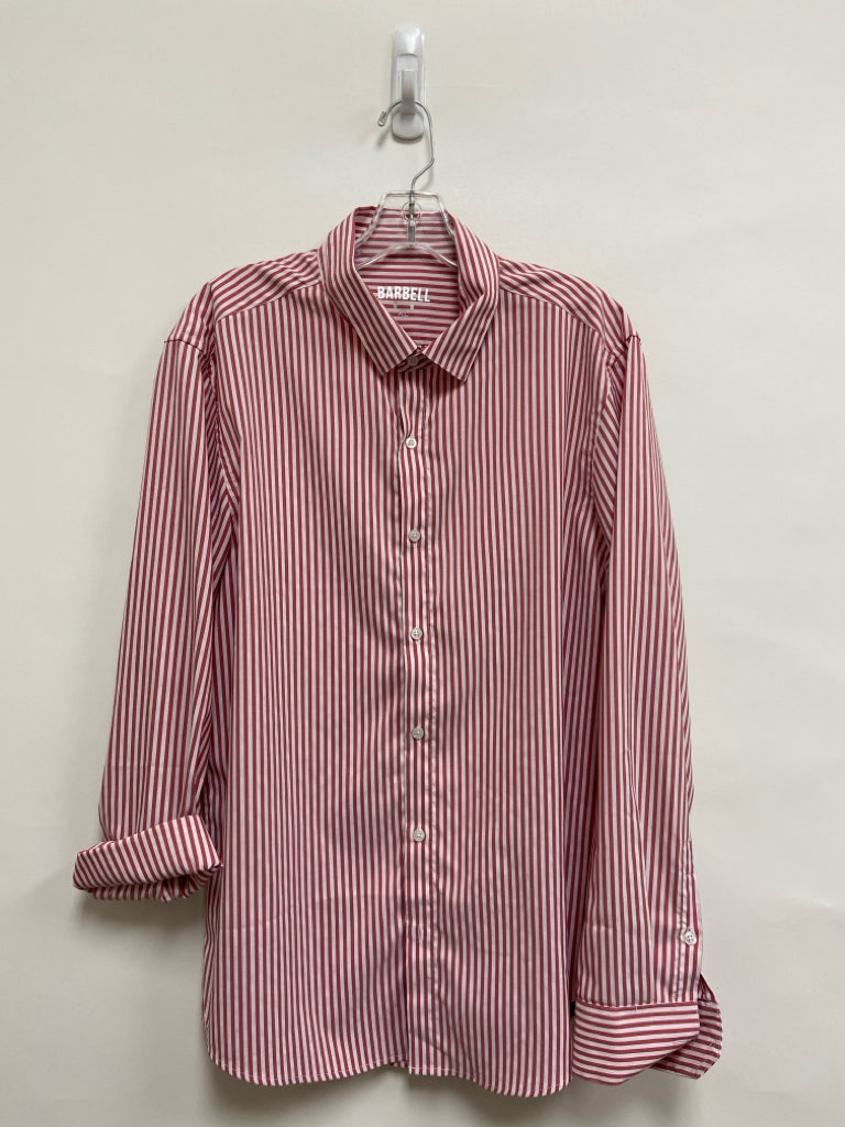 Size XL White Red Striped Button Up Men&
