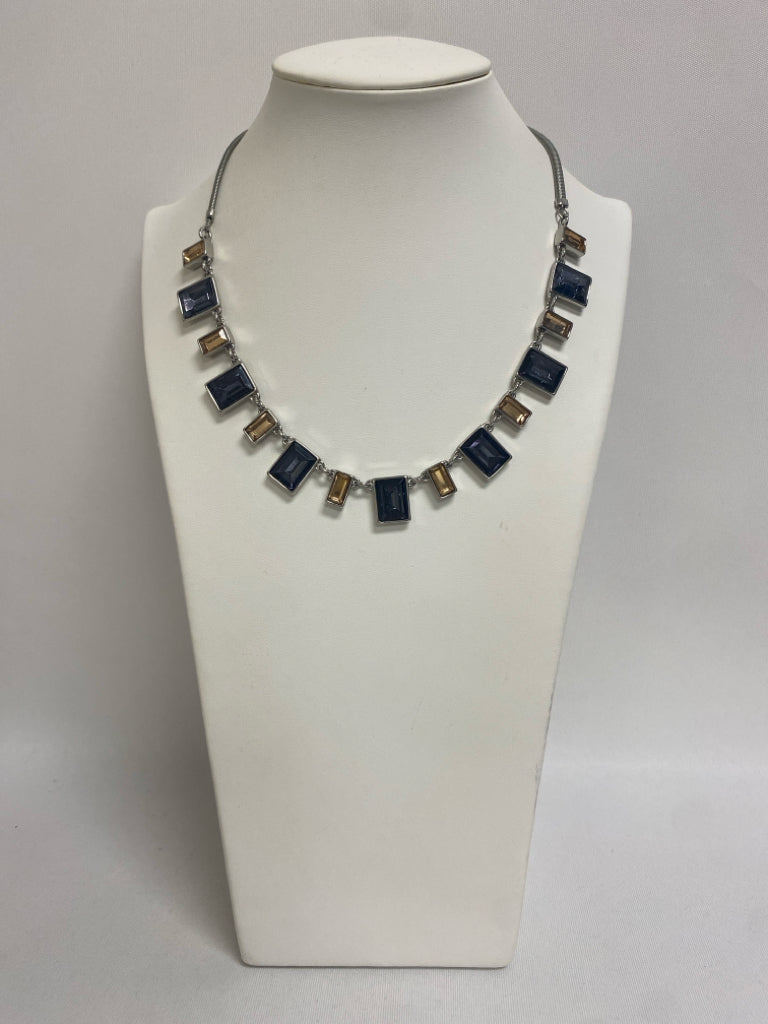 WHBM Tan/Black Silver Color Square Necklace