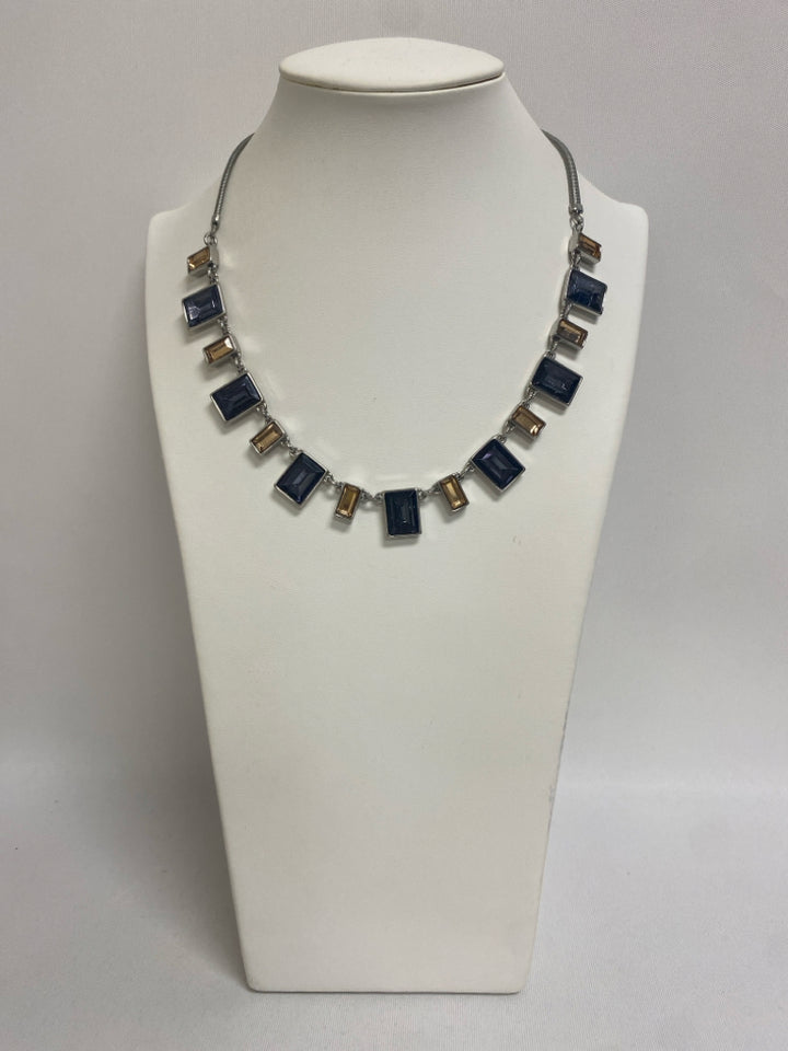 WHBM Tan/Black Silver Color Square Necklace