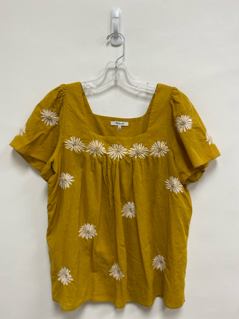 Madewell Size S Goldenrod Cream Embroidered Short Sleeve Ladies Top