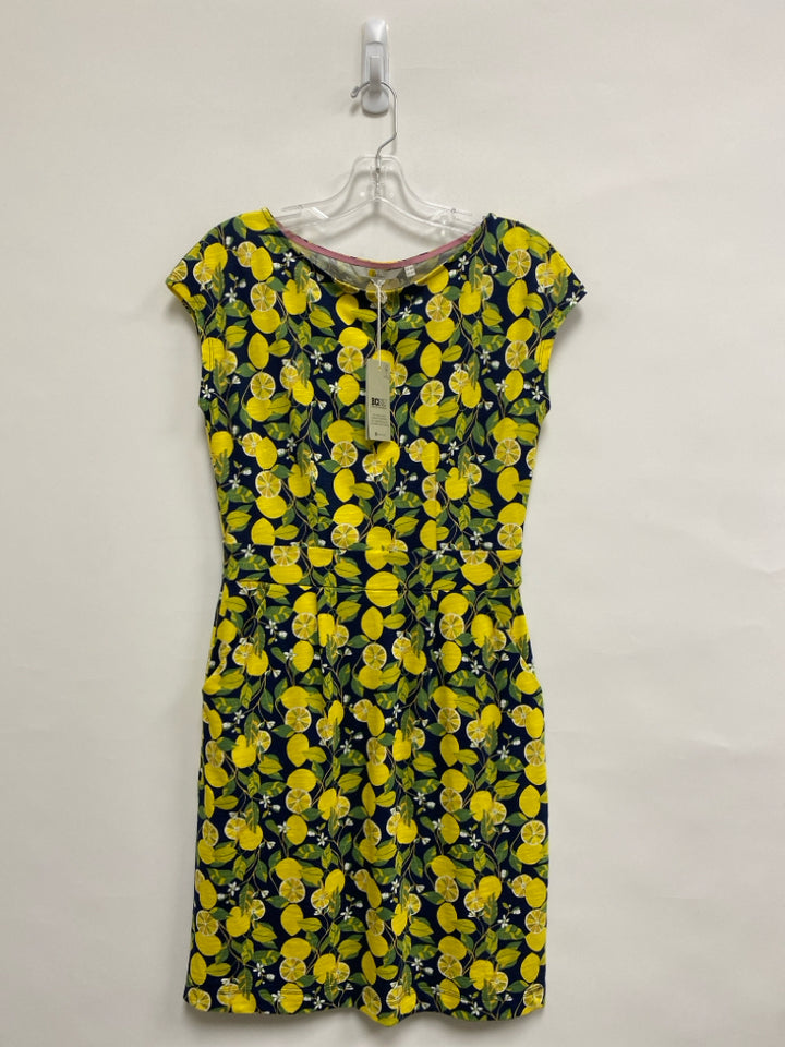 NWT Boden Size 8R Yellow Green/Navy Lemons Ladies Dress