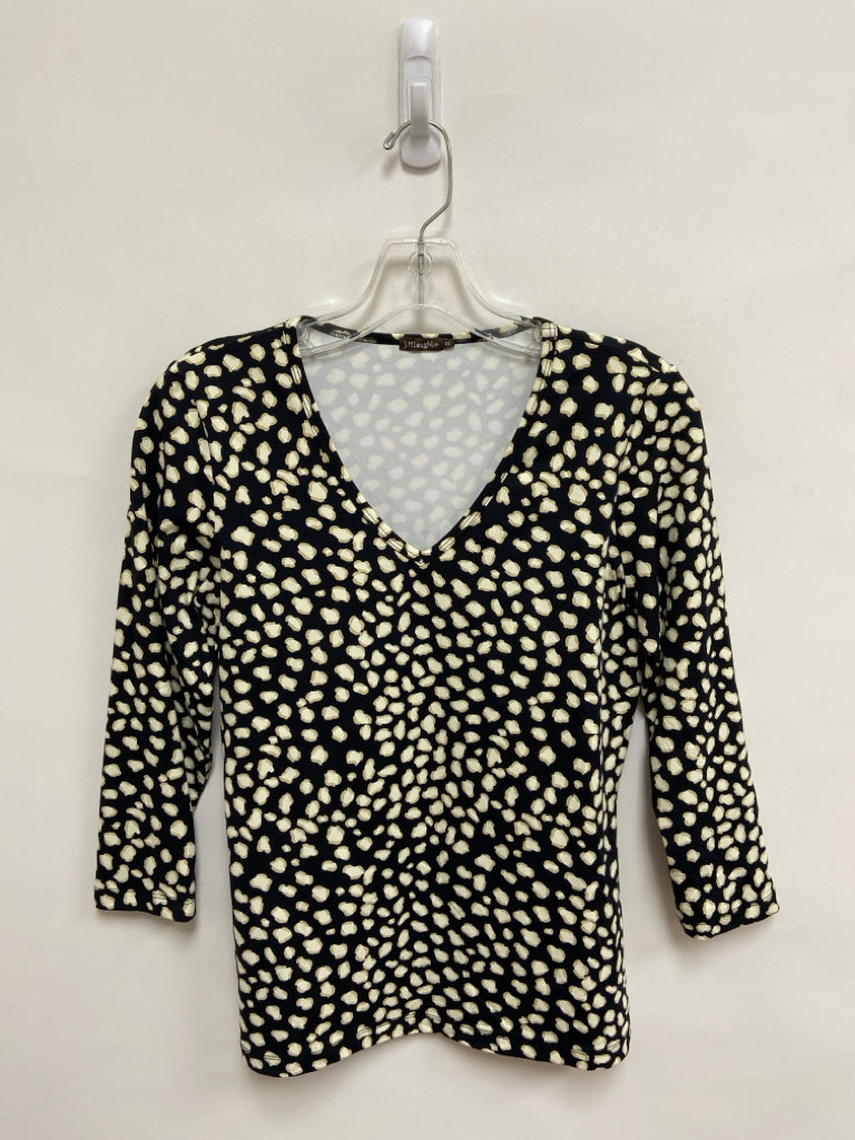 J McLaughlin Size XS Black Tan Animal Print Ladies Top