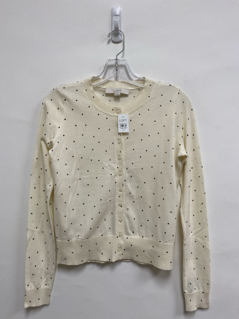 NWT LOFT Size XS Cream Black Polka Dot Ladies Sweater