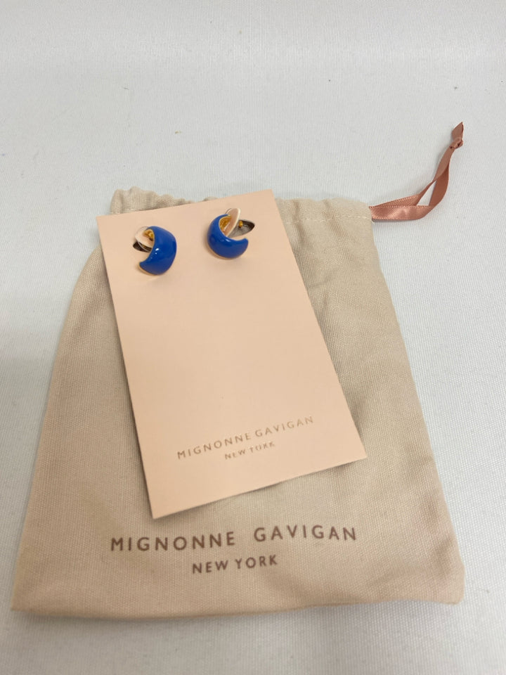 NWT Mignonne Gavigan Royal Blue Gold Color Earrings