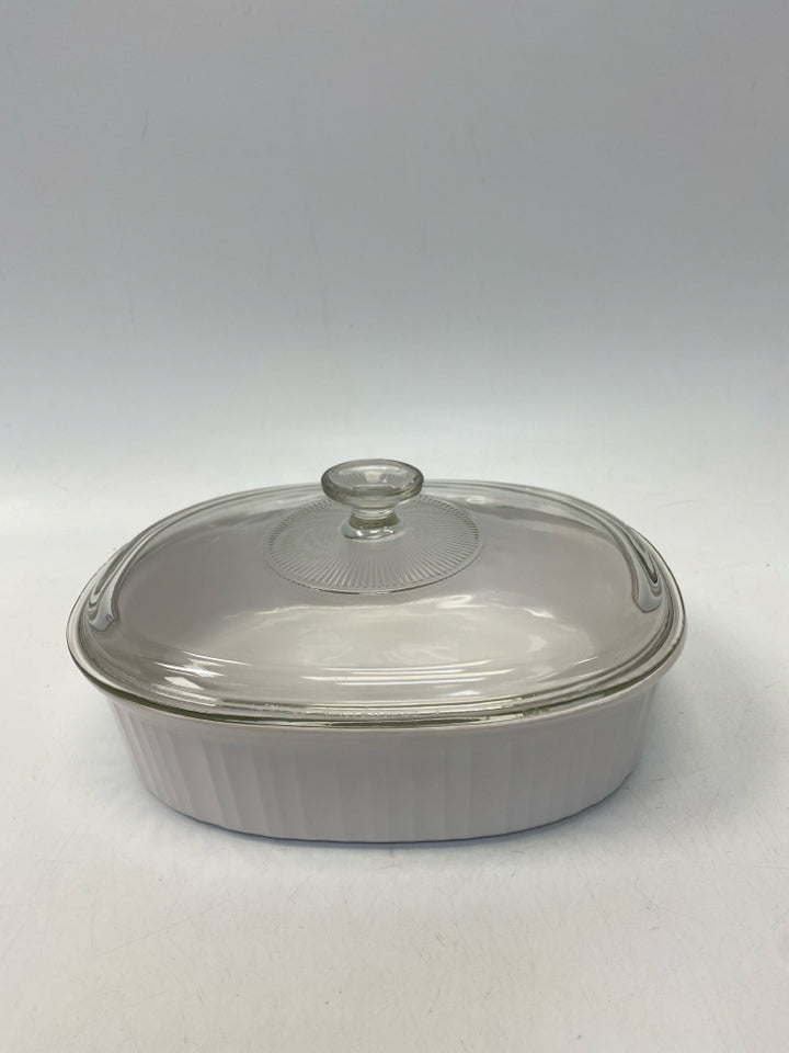 Corningware White Clear Ribbed Ceramic/Glass Bakeware