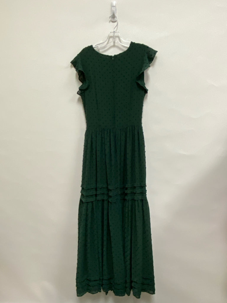 bohme Size S Forest Green Ruffles Maxi Swiss Dot Ladies Dress