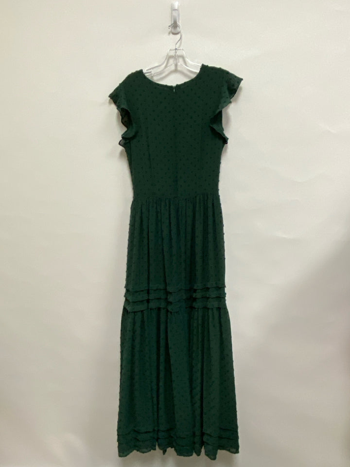 bohme Size S Forest Green Ruffles Maxi Swiss Dot Ladies Dress