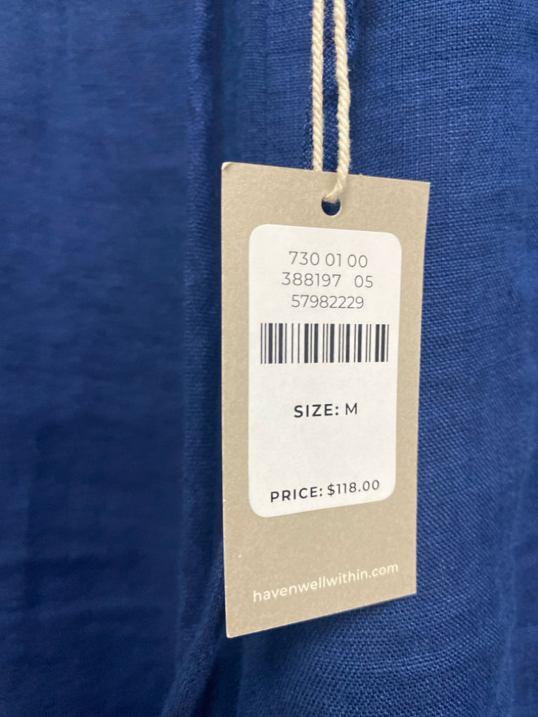NWT HAVEN Size M Navy Pull-on Linen Ladies Pants