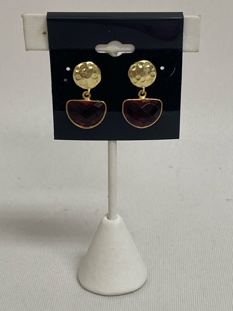 Gold Color Purple Shapes Earrings