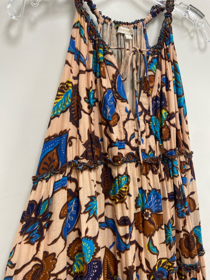 love the label Size M Peach Brown/Multi Floral Maxi Ladies Dress