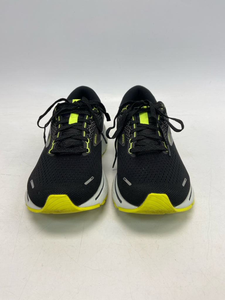 Brooks  Size 9.5 Black Lime Green Lace-up Sneakers