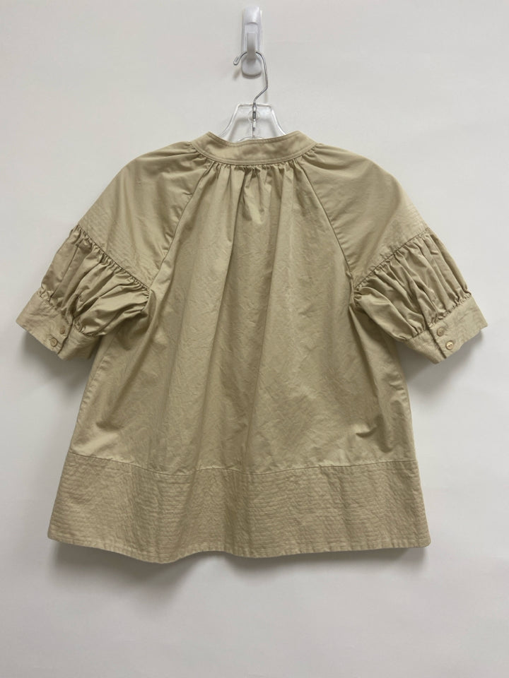 TUCKERNUCK Size S Khaki Puff Sleeve Ladies Top