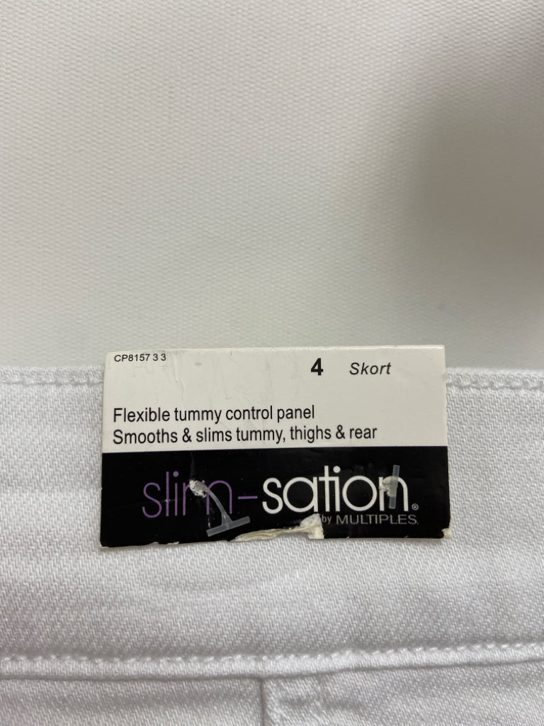 NWT SlimSation Size 4 White Denim Fringe Ladies Skirt