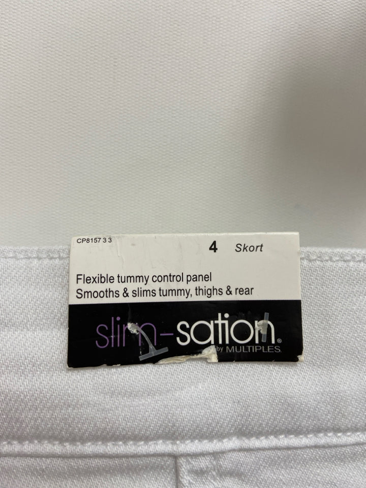 NWT SlimSation Size 4 White Denim Fringe Ladies Skirt
