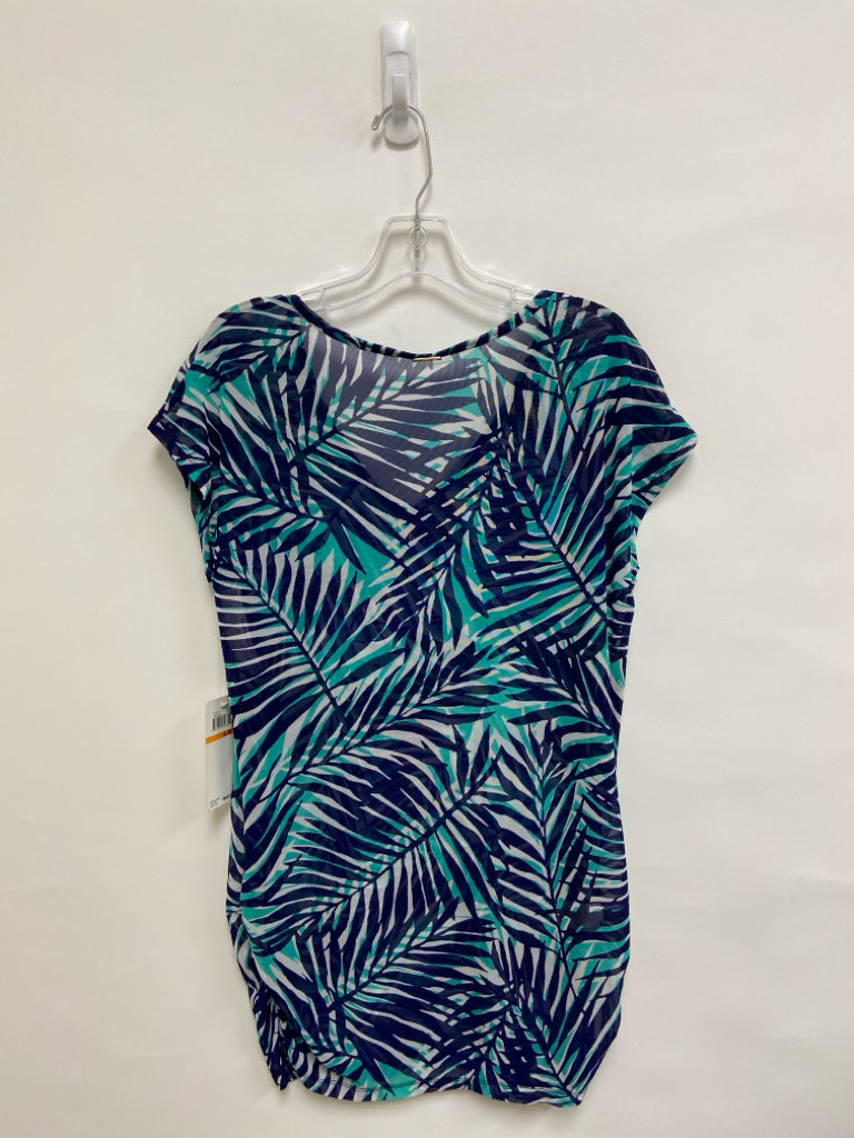 NWT Anne Cole Size S Navy/White Turquoise Leaves Sheer Ladies Coverup