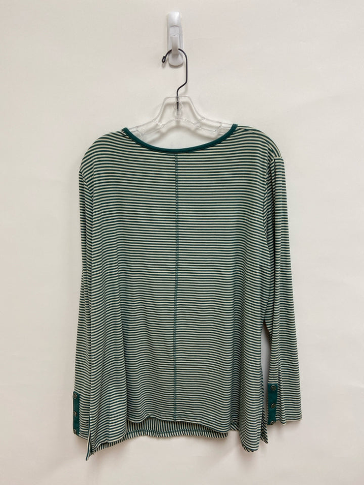 NWT N TOUCH Size XL Dark Seafoam Beige Stripes Tunic Ladies Top