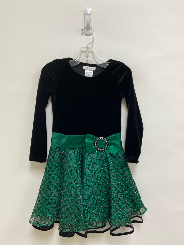 Bonnie Jean SIZE 6 Black Green Flowers Girl&