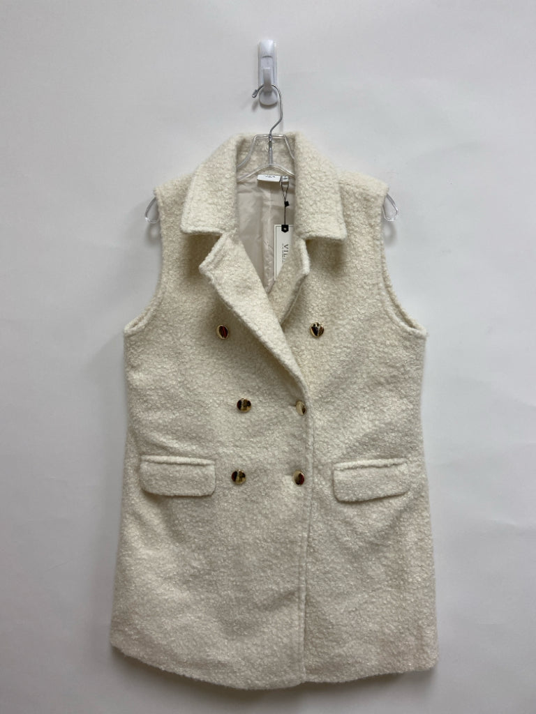NWT Size S Cream Button Up Boucle Ladies Vest