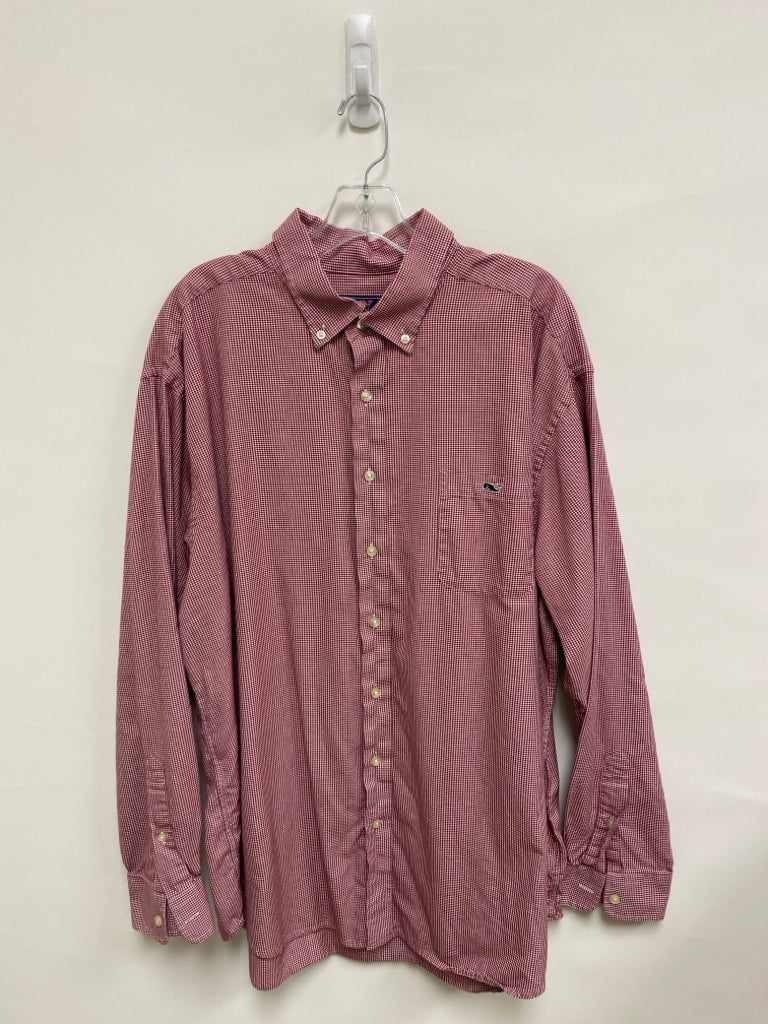 Vineyard Vines Size XXL Red/White Houndstooth Button Up Men&