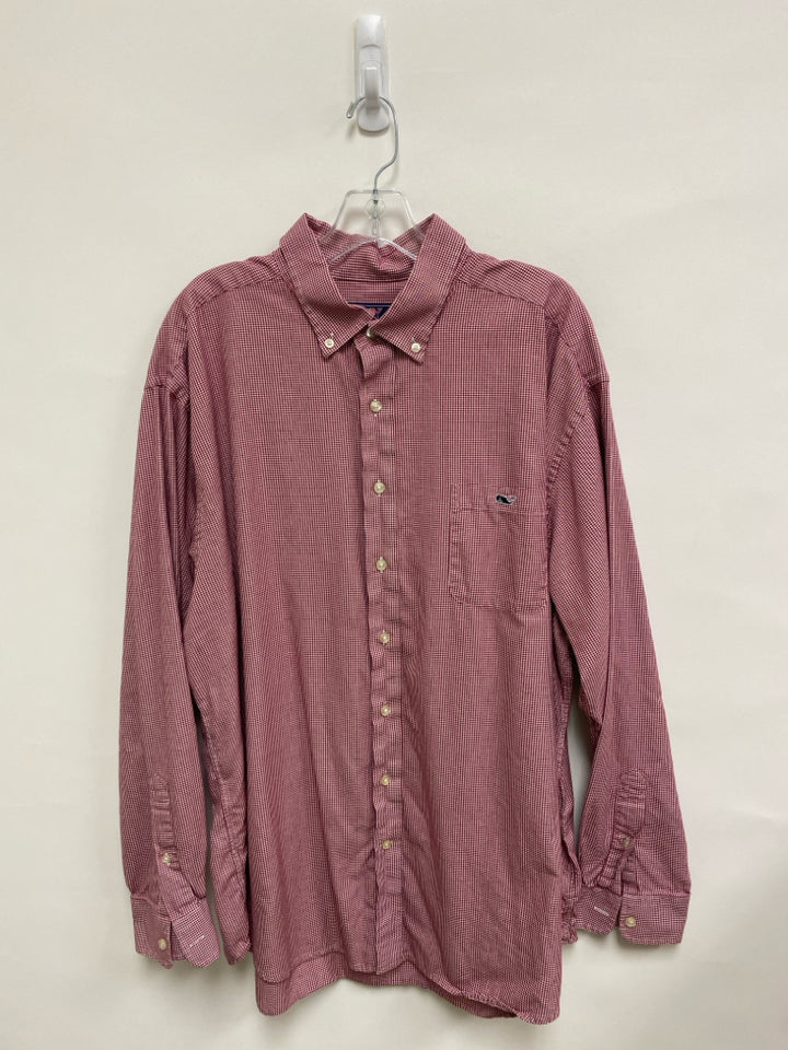 Vineyard Vines Size XXL Red/White Houndstooth Button Up Men&