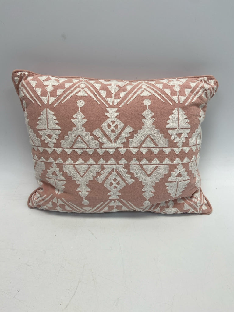 Pink White Print Pillow