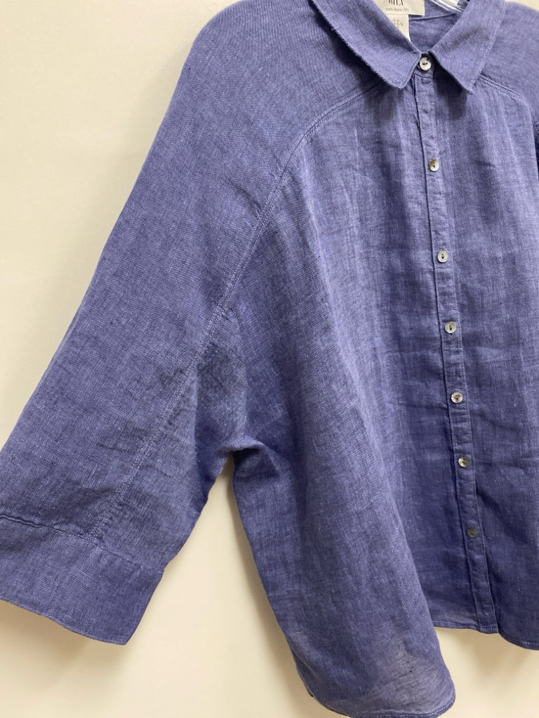 WILT Size XL Blue Linen Ladies Top