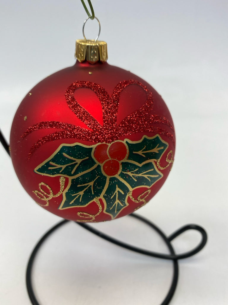 Red Green Holly Berries Ornaments