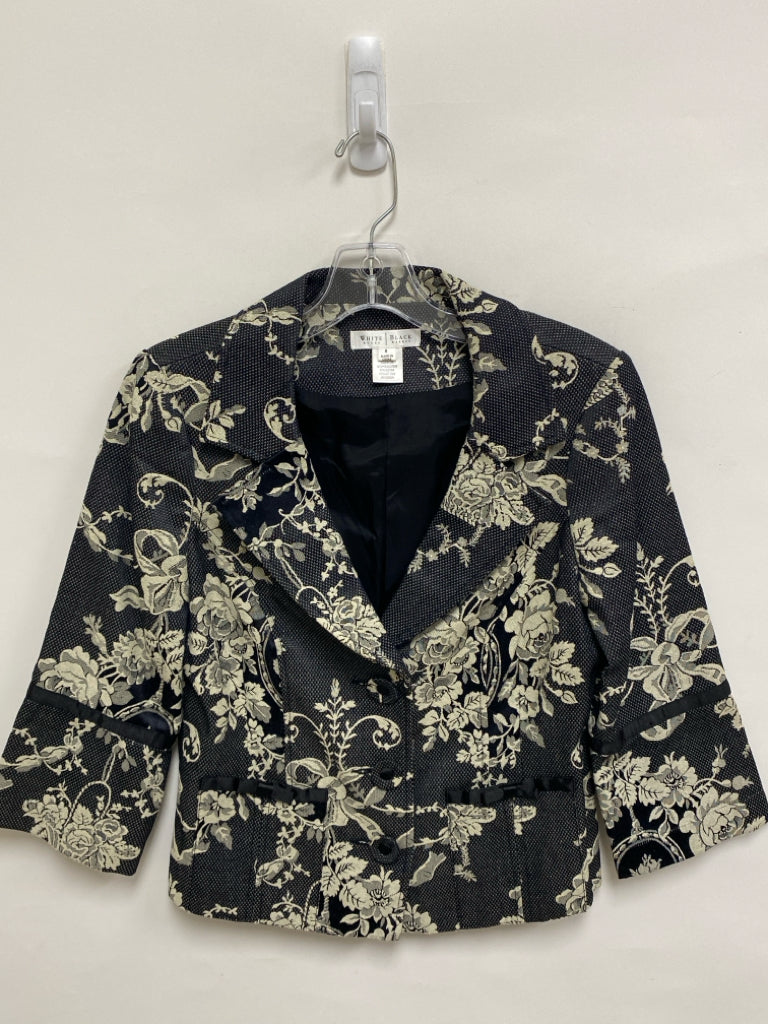 WHBM Size 8 Black Tan Flowers Ladies Jacket