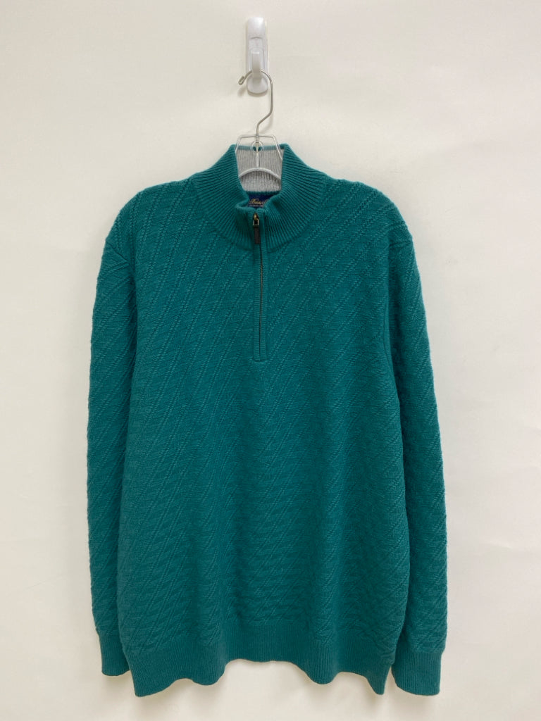 Brooks Brothers Size XXL Teal Green Quarter Zip Merino Men&