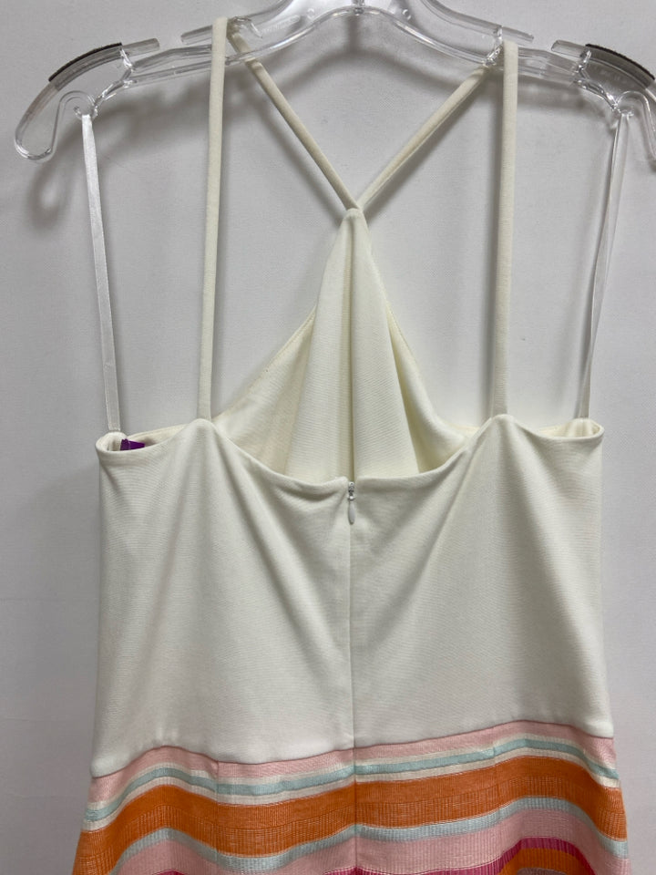 Hutch Size 8 White Orange/Pink Striped Sleeveless Ladies Dress