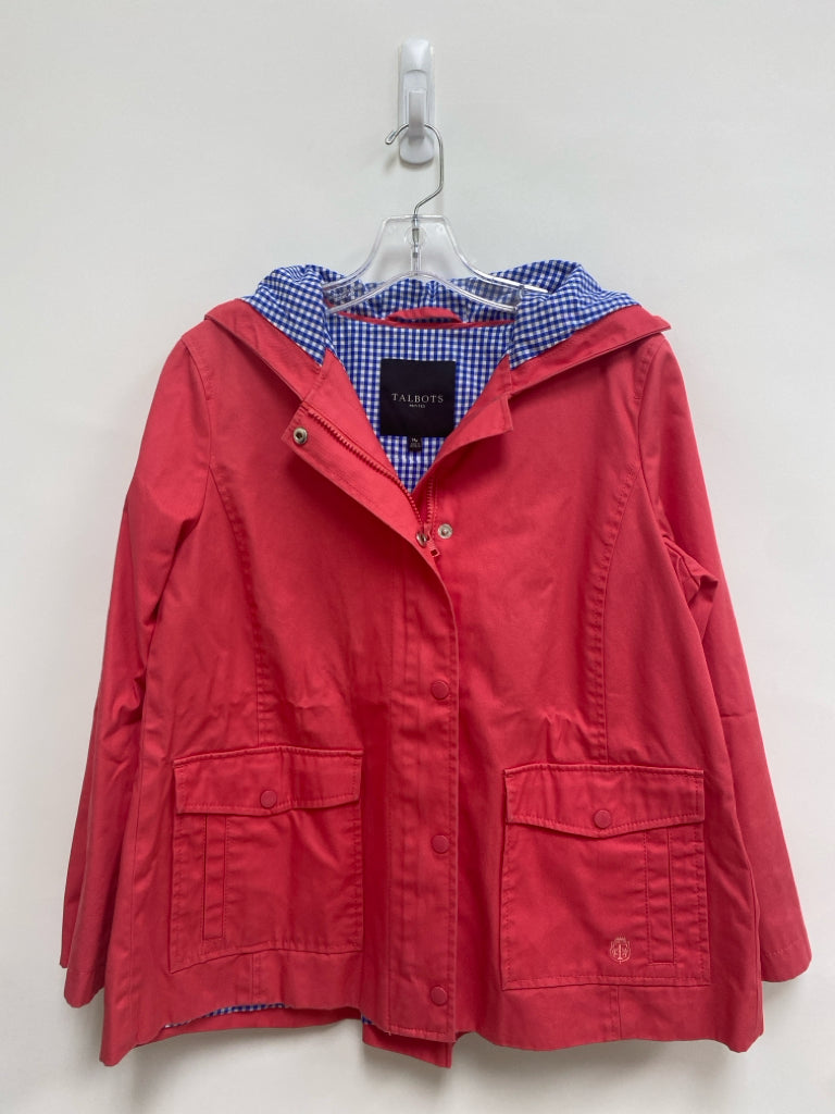 Talbots Size M Dark Coral Hooded Zip Down Petite Jacket
