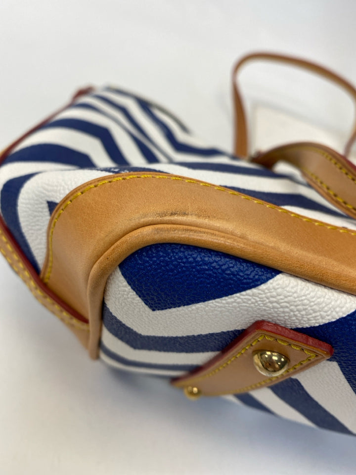 Dooney &amp; Bourke White Dark Blue Chevron Handbag