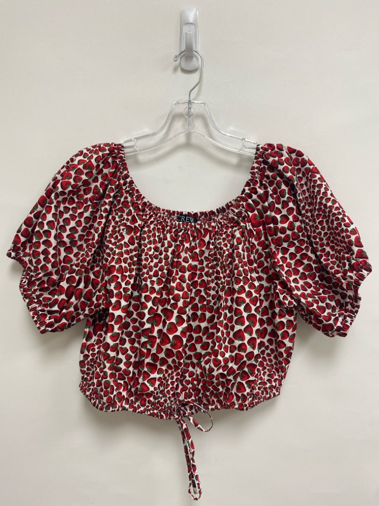 J Crew Size S White Red/Green Strawberries Cropped Ladies Top