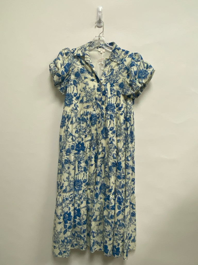 Size M Cream Blue Flowers Ladies Dress