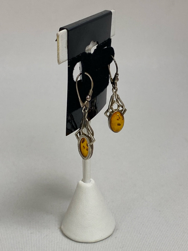 Silver Amber Shapes Earrings