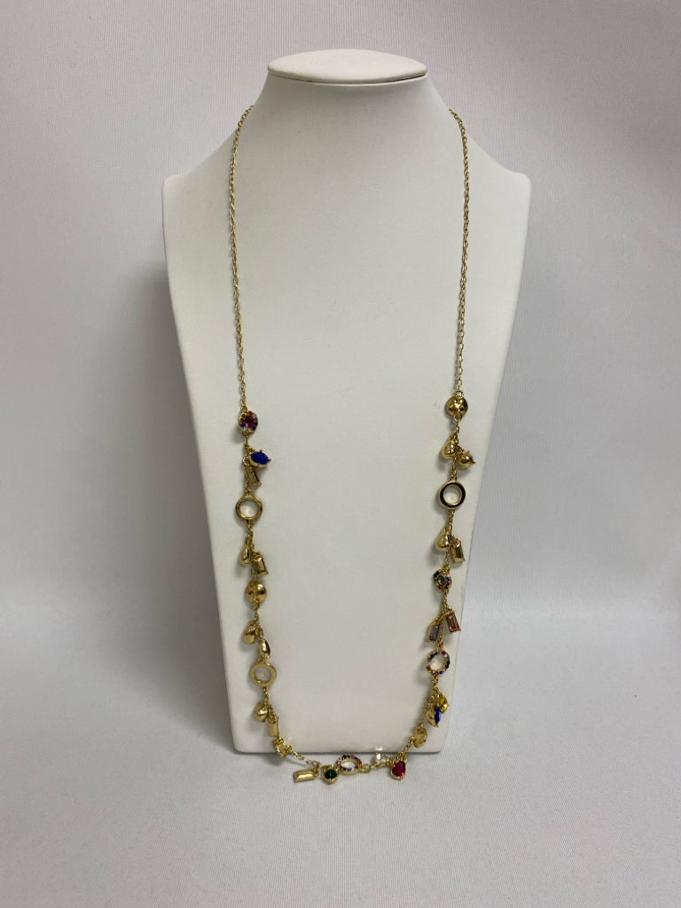 NWT Talbots Gold Color Multi Color Jeweled Necklace