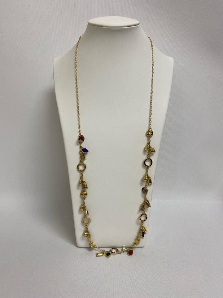 NWT Talbots Gold Color Multi Color Jeweled Necklace