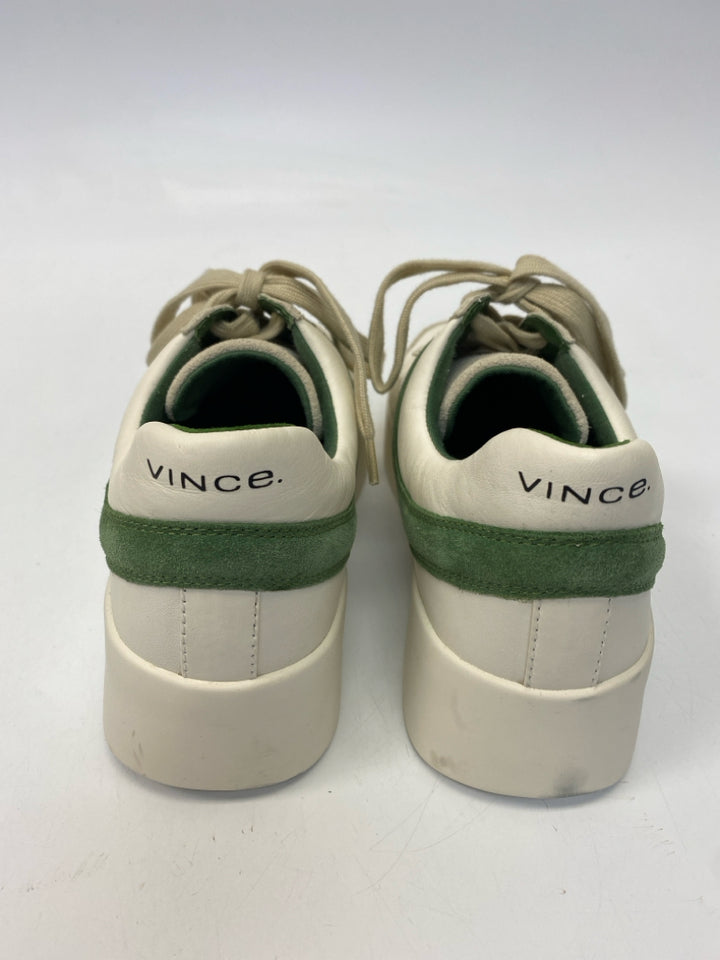 NWT VINCE.  Size 5 Cream Green Lace-up Sneakers
