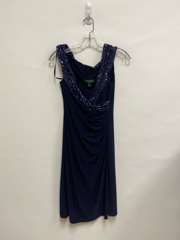 Lauren Ralph Lauren Size 6 Navy Sequins Sleeveless Ladies Dress