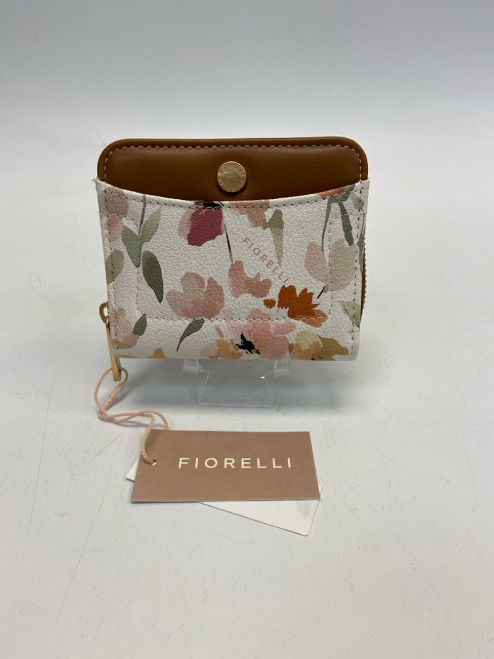 NWT White/Brown Multi-Color Flower(s) Wallet
