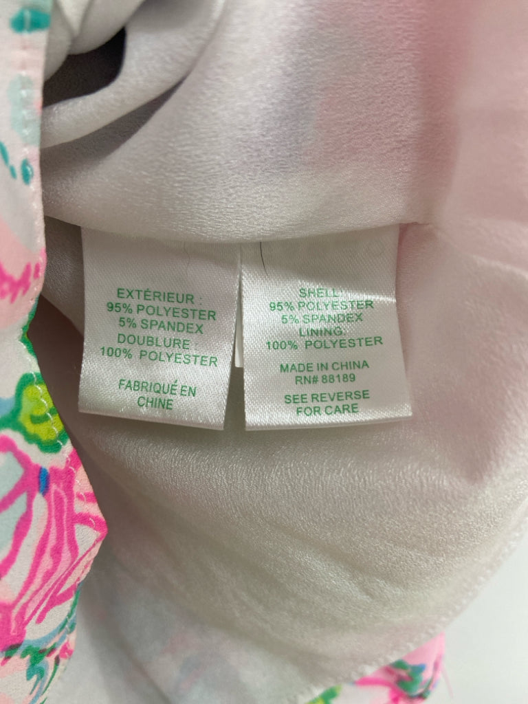 LILLY PULITZER Size 2 Pink/Blue Green/Yellow Flowers Ladies Dress