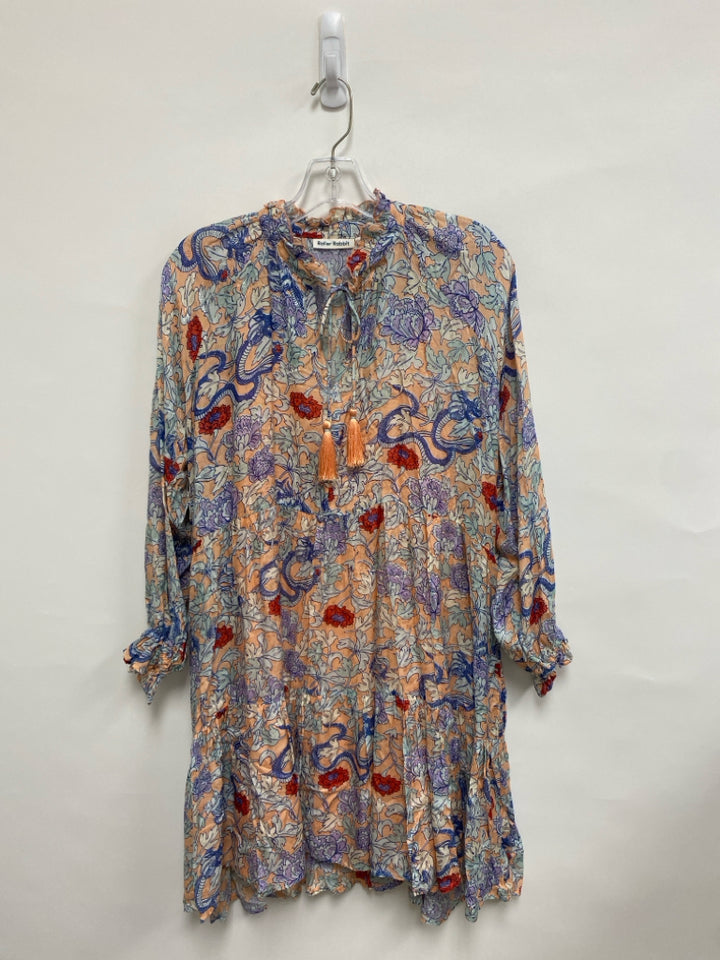 Roller Rabbit Size S Pink/Blue Red Flowers Ladies Dress