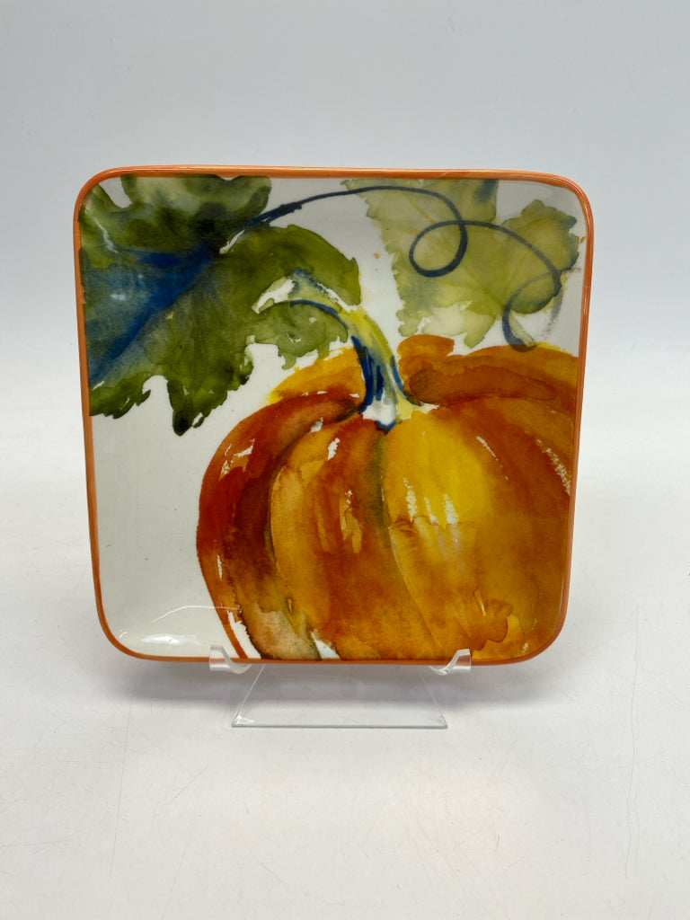 Orange Green/White Pumpkin Ceramic Plate (s)