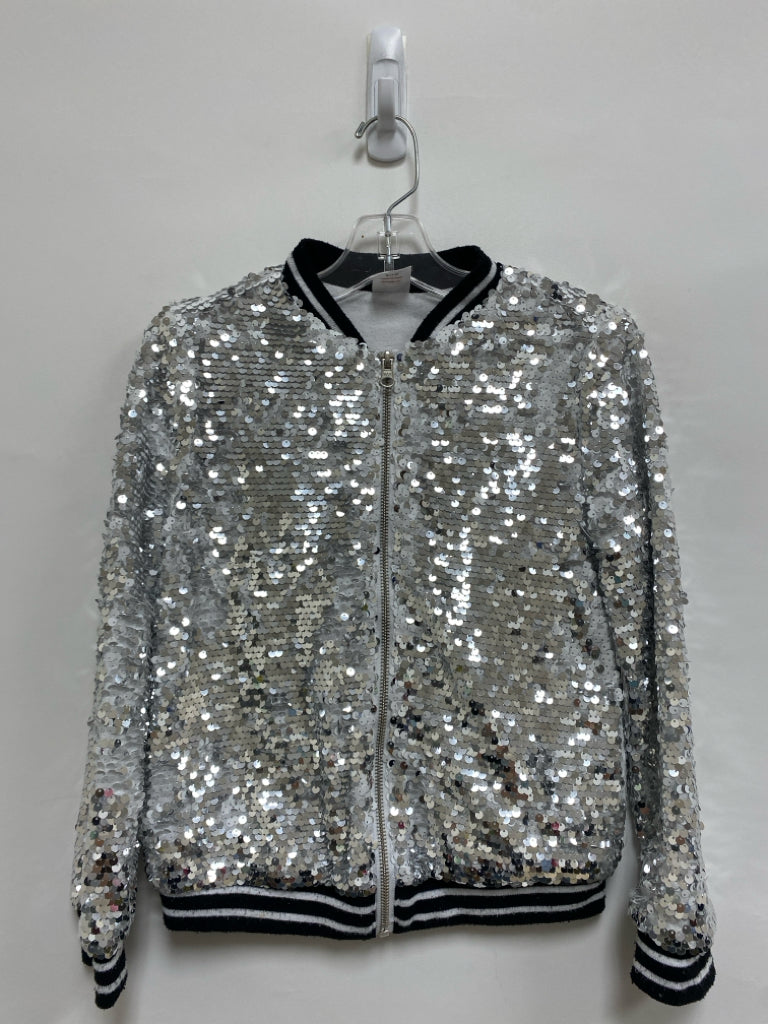 wonder nation SIZE 7/8 Silver/White Sequined Zip Down Girl&